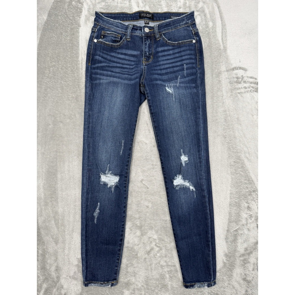 Judy Blue Skinny Fit Jeans Womens 5/27 27x26Blue Stretch Denim Pants Distressed